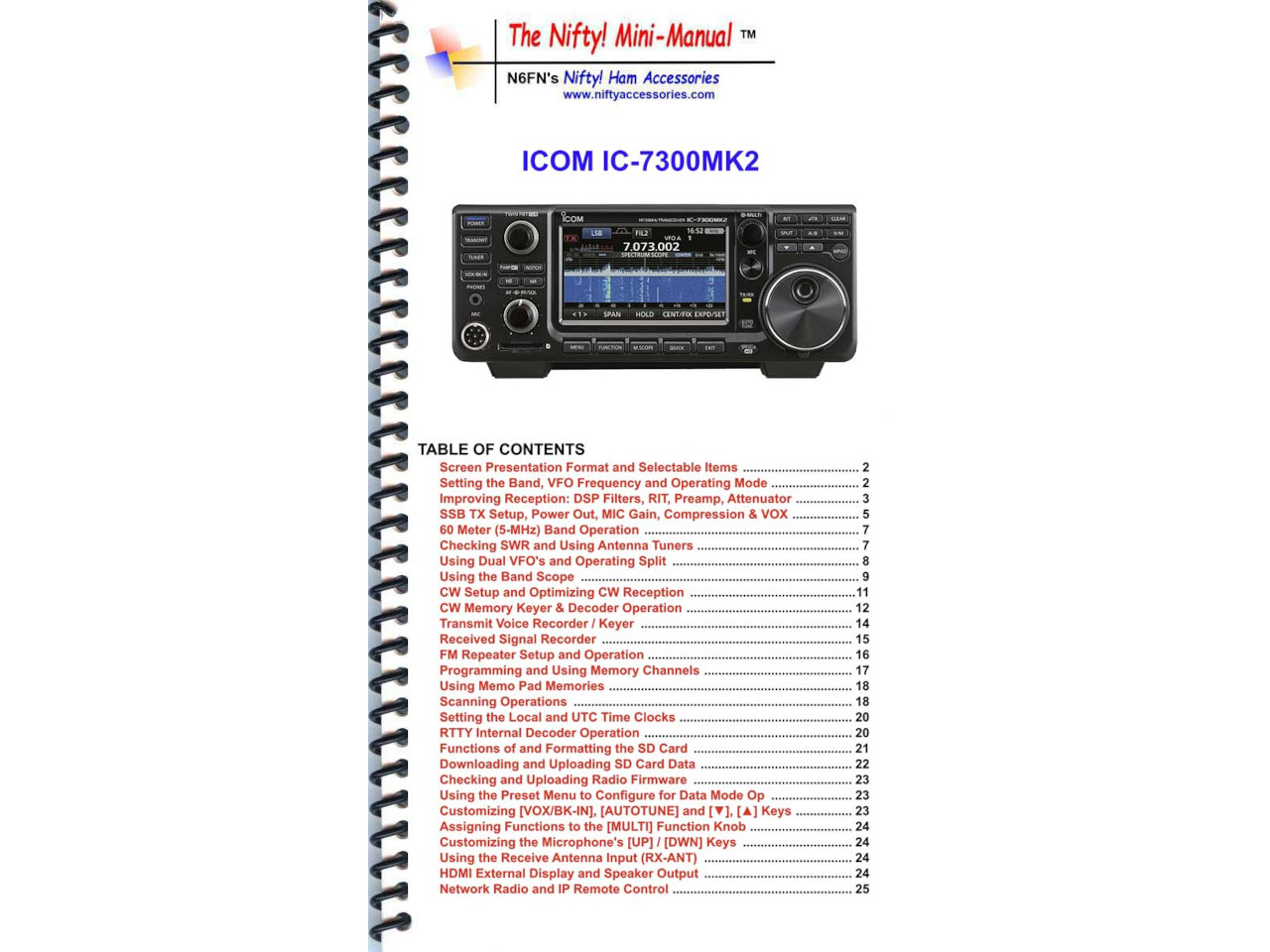Nifty Accessories, NIFTY-IC7300MK2, Educational Quick Reference